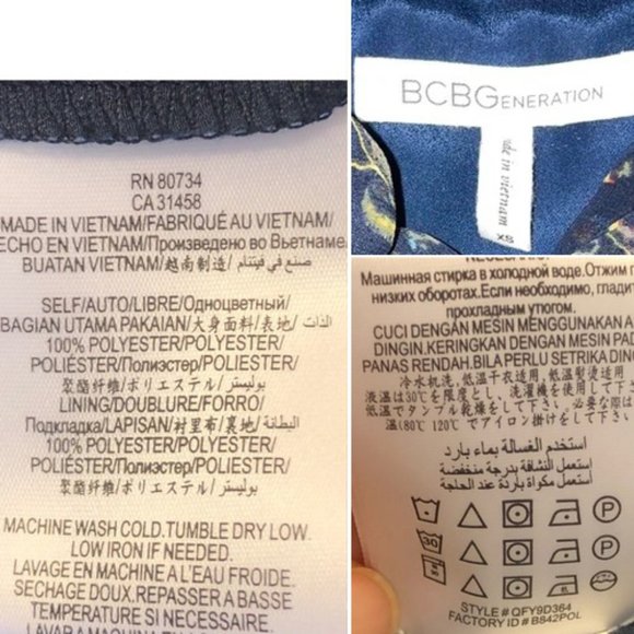 NWOT BCBGeneration Pussy Bow Romper XS 2 Long Sleeve Neck Tie Pocket Floral Navy - Picture 16 of 16